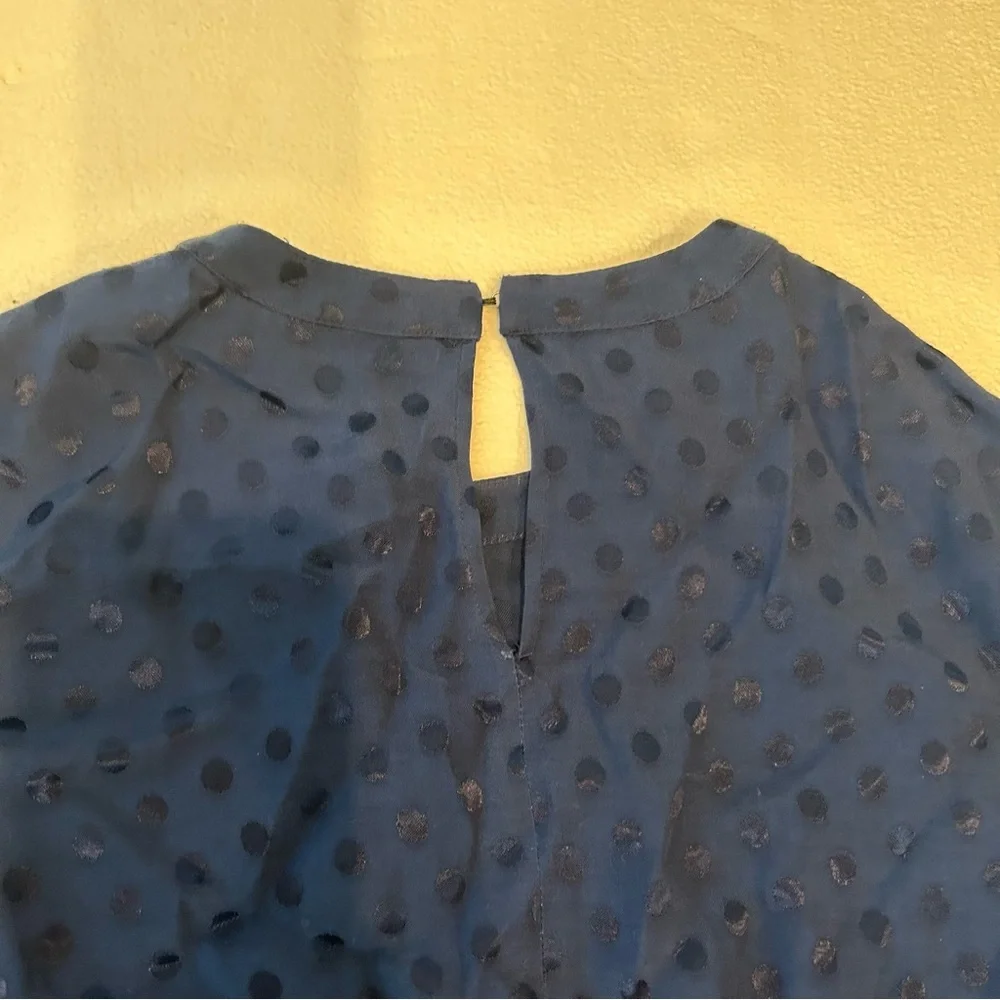 Sandro Paris navy polka dot mini dress fit and flare long sleeve - Picture 9 of 14